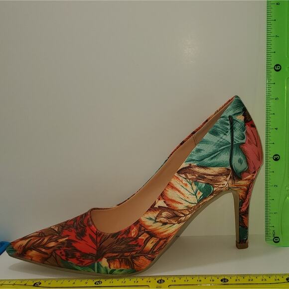 Leaf pattern Fall High heel Women US SIZE 5 decorative sexy green red brown - Picture 6 of 14
